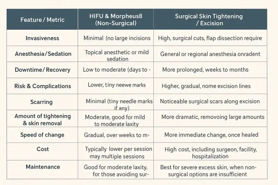 Table showing benefits of Lipo Freeze 2 U Stoulton treatments for skin tightening following weight loss injections.